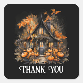 パンプキンス幽霊のよく出るハロウィーン付きの家ありがとう スクエアシール