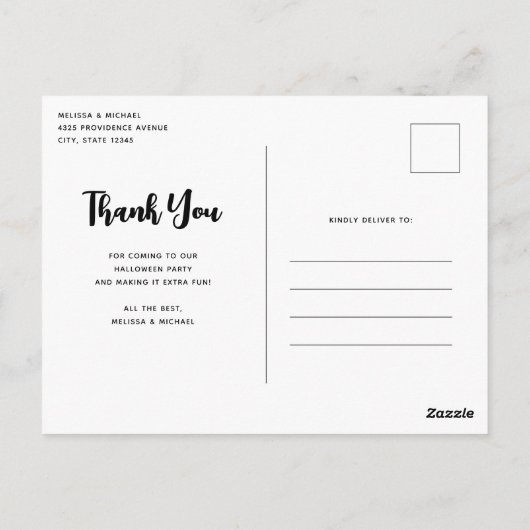 パンプキンス幽霊のよく出るハロウィーン付きの家ありがとう ポストカード (裏面)