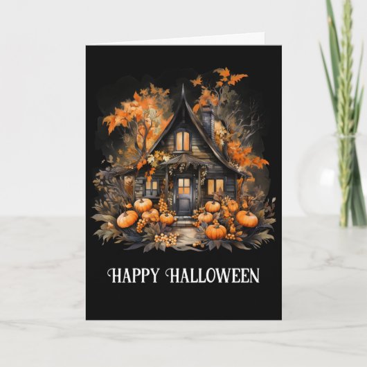 パンプキンス幽霊のよく出るハロウィーン付きハウス カード (正面)