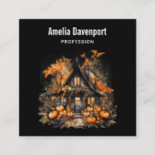 パンプキンス幽霊のよく出るハロウィーン付きハウス スクエア名刺 (正面)