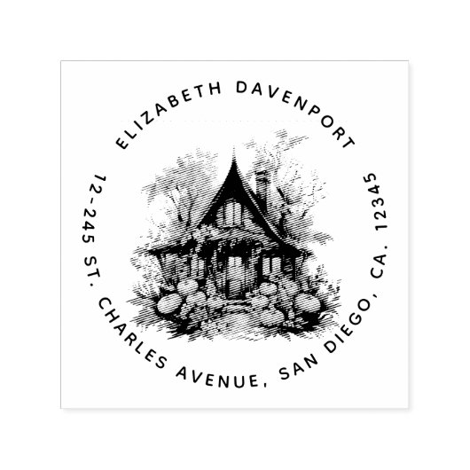 パンプキンス幽霊のよく出るハロウィーン付きハウス セルフインキングスタンプ (デザイン)