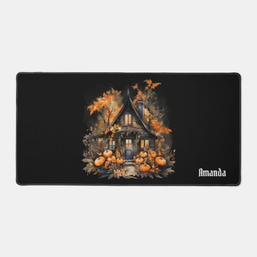 パンプキンス幽霊のよく出るハロウィーン付きハウス デスクマット (正面)
