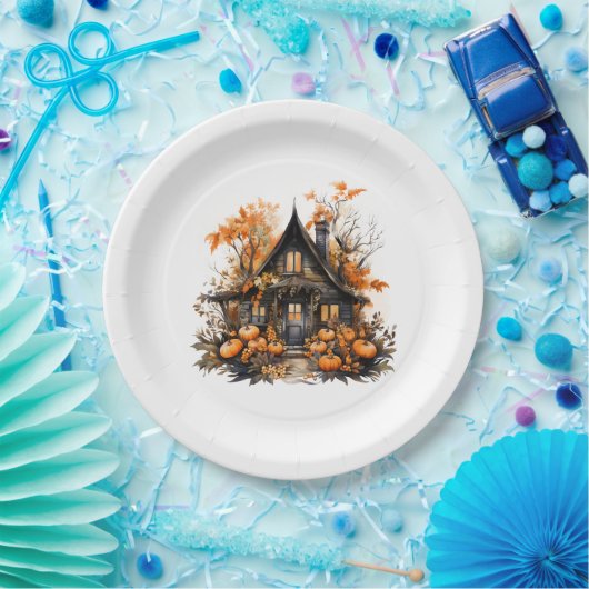 パンプキンス幽霊のよく出るハロウィーン付きハウス ペーパープレート (パーティー)