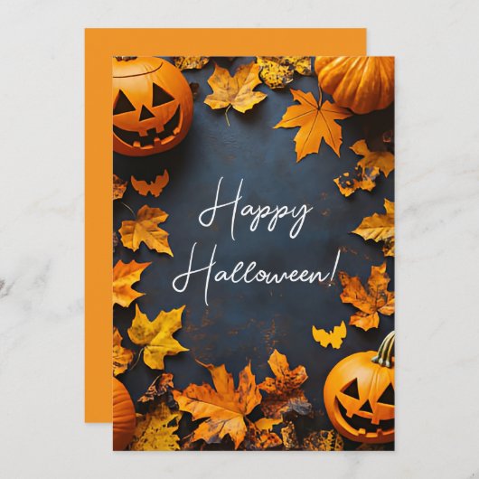 パンプキンス素朴ハロウィングリーティングカード 招待状 (正面/裏面)