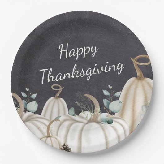 パンプキンス素朴ファームハウスハッピーサンクスギビング ペーパープレート (正面)
