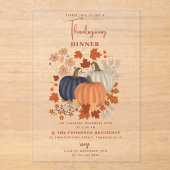 パンプキンス素朴ワイルドフラワー感謝祭ディナー アクリル招待状 (正面)