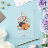 パンプキンス素朴ワイルドフラワー感謝祭ディナー アクリル招待状 (インサイチュ (ウェディング))