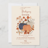 パンプキンス素朴ワイルドフラワー感謝祭ディナー 招待状 (正面)