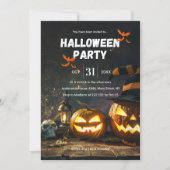 パンプキンズおよびスカルハロウィーン招待状 招待状 (正面)