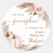 パンプキンズウォーターカラーボホガールズ秋1st誕生日 ラウンドシール (正面)