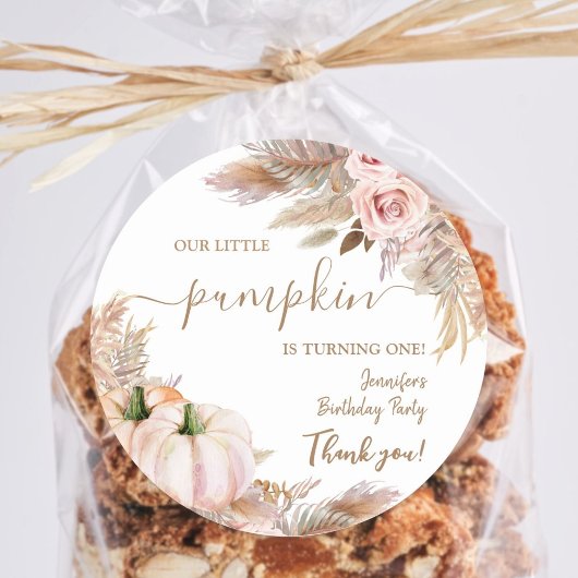 パンプキンズウォーターカラーボホガールズ秋1st誕生日 ラウンドシール