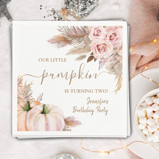 パンプキンズウォーターカラーボホガールズ秋2nd誕生日 スタンダードカクテルナプキン