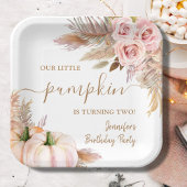 パンプキンズウォーターカラーボホガールズ秋2nd誕生日 ペーパープレート