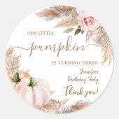 パンプキンズウォーターカラーボホガールズ秋3rd誕生日 ラウンドシール (正面)