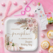 パンプキンズウォーターカラーボホガールズ秋5th誕生日 ペーパープレート (パーティー)