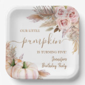 パンプキンズウォーターカラーボホガールズ秋5th誕生日 ペーパープレート (正面)