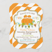 パンプキンズツインボーイズ秋ベビーシャワー招待状 招待状 (正面/裏面)