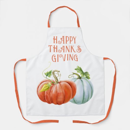 パンプキンズハッピーサンクスギビング焼きオレンジ秋 エプロン (正面)