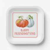 パンプキンズハッピーフレンドシェヴィジングオレンジ秋 ペーパープレート (正面)