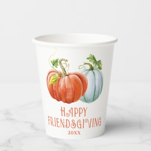 パンプキンズハッピーフレンドシェヴィジングオレンジ秋 紙コップ (正面)