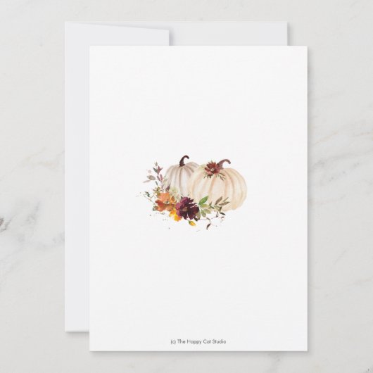 パンプキンズバーガンディオレンジフローラベイビーシャワー  招待状 (裏面)