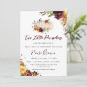 パンプキンズブルガンディオレンジフローラツインズベビーシャワー 招待状 (スタンド正面)