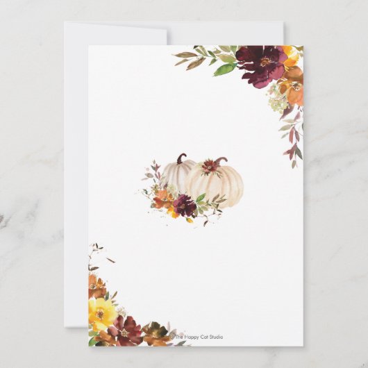 パンプキンズブルガンディオレンジフローラツインズベビーシャワー 招待状 (裏面)