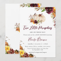 パンプキンズブルガンディオレンジフローラツインズベビーシャワー