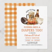 パンプキンズ ブリュー アンド ダイパーズ ツー ベイビー シャワー オータム 招待状 (正面/裏面)