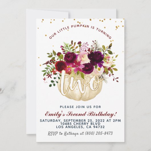 パンプキンセカンド誕生日招待状 招待状 (正面)