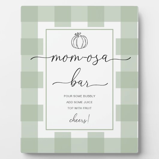 パンプキンセージ緑のベビーシャワーママモーサバー フォトプラーク (正面)