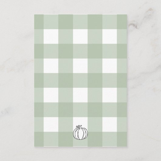 パンプキンセージ緑ジンガムおむつラッフルチケット エンクロージャーカード (裏面)