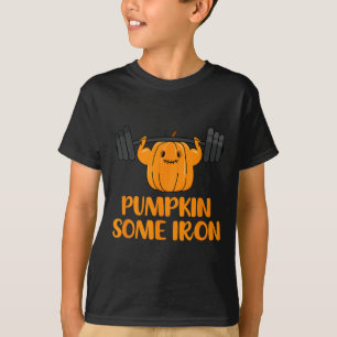パンプキンソウルアイアンおもしろいハロウィンジムトレーニングリフチン Tシャツ