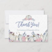 パンプキンダスティブルーボーイベビーシャワーサンキューカード 招待状 (正面)