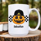 パンプキンダードレトロパターンボーイズ秋ハロウィーン コーヒーマグカップ