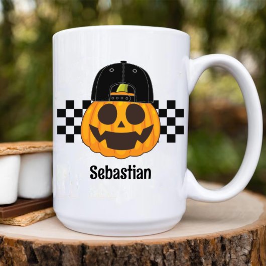 パンプキンダードレトロパターンボーイズ秋ハロウィーン コーヒーマグカップ