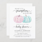 パンプキンツインボーイガールベビーシャワー招待状 (正面/裏面)