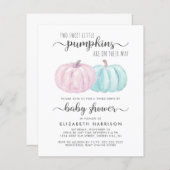 パンプキンツインボーイ女の子ドライブバイベビーシャワー招待状 (正面/裏面)