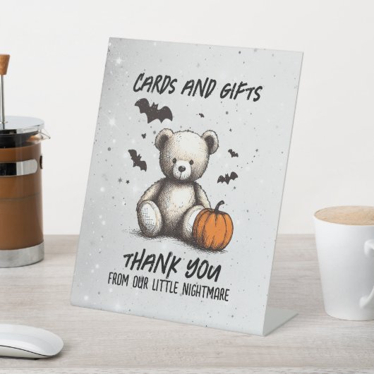 パンプキンテディ赤ちゃんシャワー 台座サイン (インサイチュ)