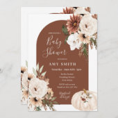 パンプキンテラコッタアーチパンパスグラスベビーシャワー 招待状 (正面/裏面)