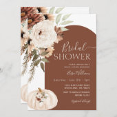 パンプキンテラコッタアーチフローラボホブライダルシャワー 招待状 (正面/裏面)