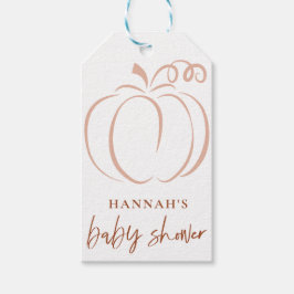 パンプキンテラコッタボホー燃えたオレンジ色の赤ちゃんシャワー ギフトタグ