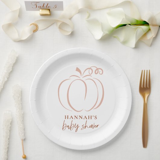 パンプキンテラコッタボホー燃えたオレンジ色の赤ちゃんシャワー ペーパープレート (ウェディング)