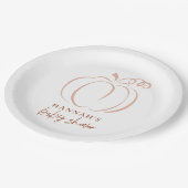 パンプキンテラコッタボホー燃えたオレンジ色の赤ちゃんシャワー ペーパープレート (アングル)