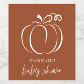 パンプキンテラコッタボホー燃えたオレンジ色の赤ちゃんシャワー ワインラベル (シングルラベル)