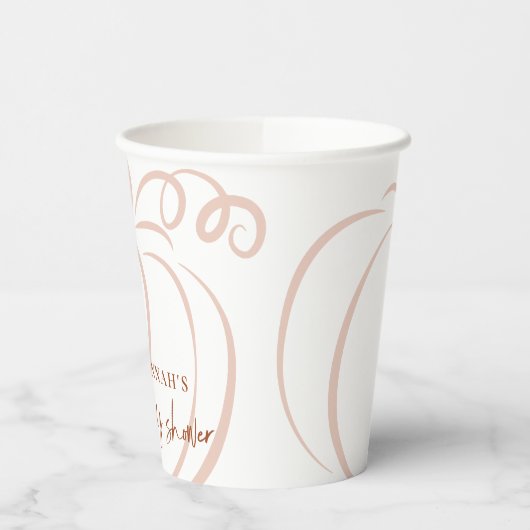 パンプキンテラコッタボホー燃えたオレンジ色の赤ちゃんシャワー 紙コップ (左)