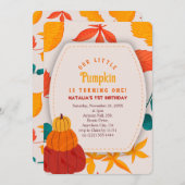 パンプキンテーマ最初の誕生日招待状 招待状 (正面/裏面)