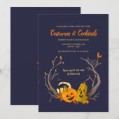 パンプキンデュオハロウィンパーティー招待状 招待状 (正面/裏面)