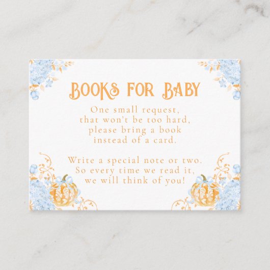 パンプキントイレクレストエレガントボーイベビーシャワー エンクロージャーカード (正面)