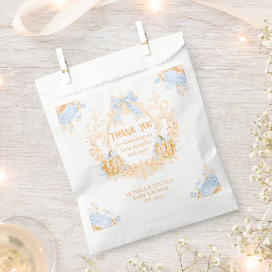 パンプキントイレクレストエレガントボーイベビーシャワー フェイバーバッグ (クリップ留めされた状態)